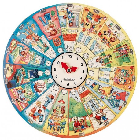 XXL Lernpuzzle - Mein Tag - 48 Puzzleteile, 1 Uhr, 1 Holzständer, ab 4-jährig