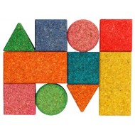 Farbigen Korkbauklötze in geometrischen Formen 10 St.