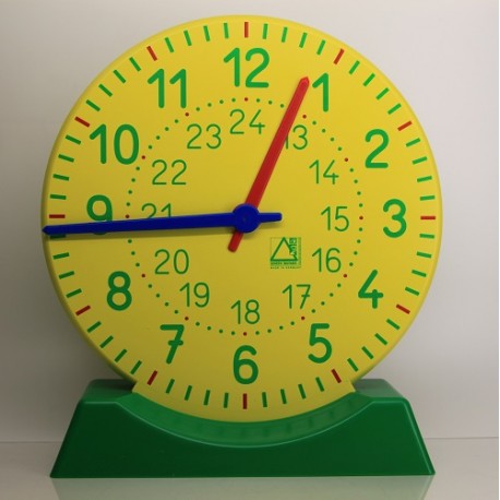 Lernuhr mit Standfuss, D 27 cm