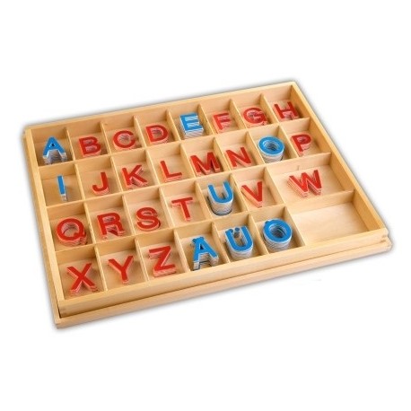 Bewegliches Alphabet - Großbuchstaben im Holzkasten