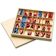 Bewegliches Alphabet - Kleinbuchstaben im Holzkasten