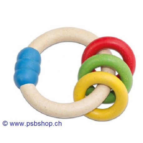 Rasselring-bunt, Antibakterielles Babyspielzeug.  Speichelfest, bissfest und nach bereits 8 Stunden wieder keimfrei! 
