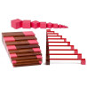 Arbeitskaretei-Set, Rosa Turm Braune Treppe, Rote Stangen