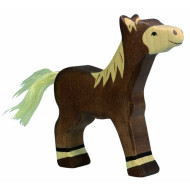 Pferd, laufend, dunkelbraun, Holzfigur