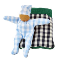 BABY mit Schlafsack karo blau - Waldorfpüppchen