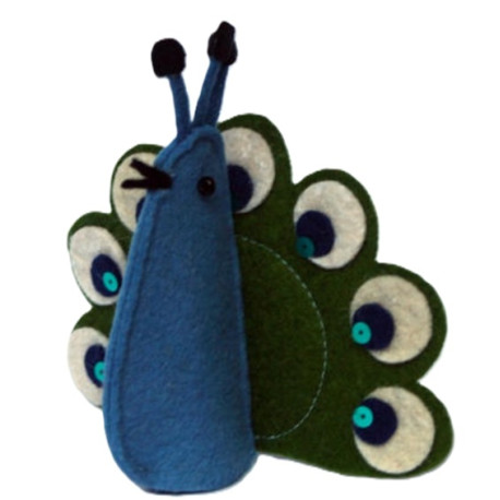 Pfau,Fingerpuppe aus Filz