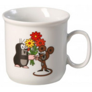 Tasse mit Motiv, Maulwurf mit Blumen