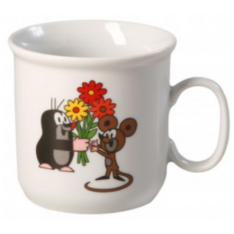 Tasse mit Motiv, Maulwurf mit Blumen