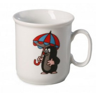 Tasse mit Motiv, Maulwurf mit Regenschirm