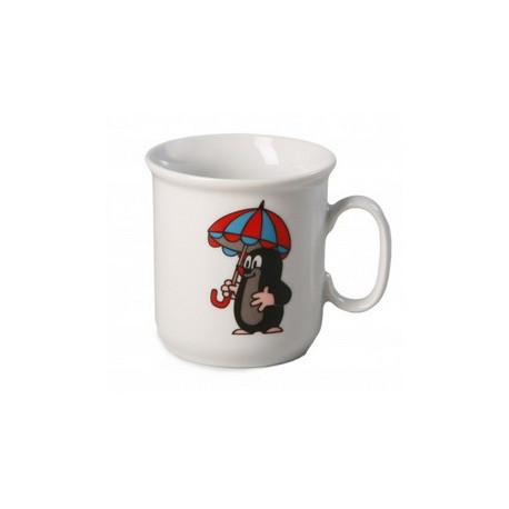 Tasse mit Motiv, Maulwurf mit Regenschirm