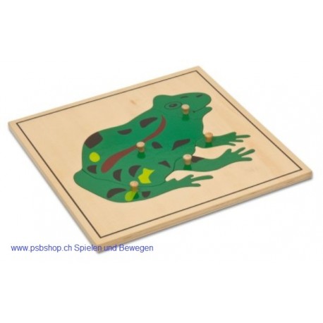 Der Frosch- Holzpuzzlekarte in der Größe 24 x 24 cm