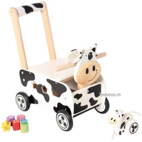 Schiebewagen Kuh schwarz-weiss, 37,5x25x41,5 cm, ab 12 Monaten