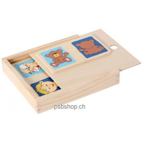 Holzpuzzle-Set, Gegensätze (10) in Holzbox 8x8 cm, ab 3-jährig