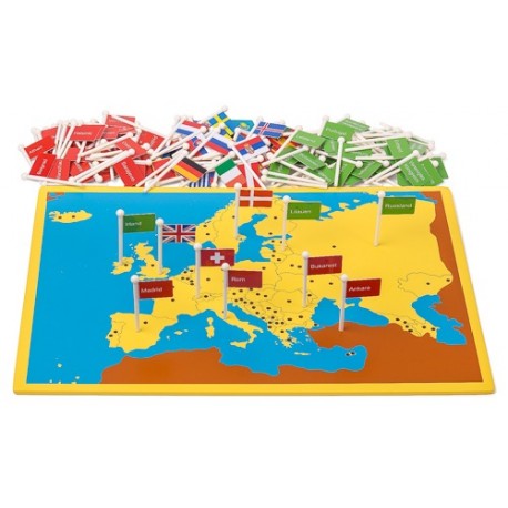 Länder, Hauptstädte und Flaggen Europas, Steckkarte Europa